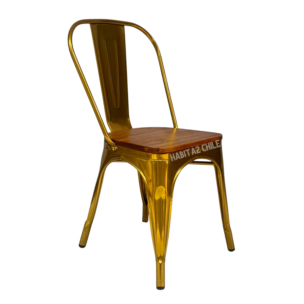 Silla o Taburete Tolix Dorado con Madera