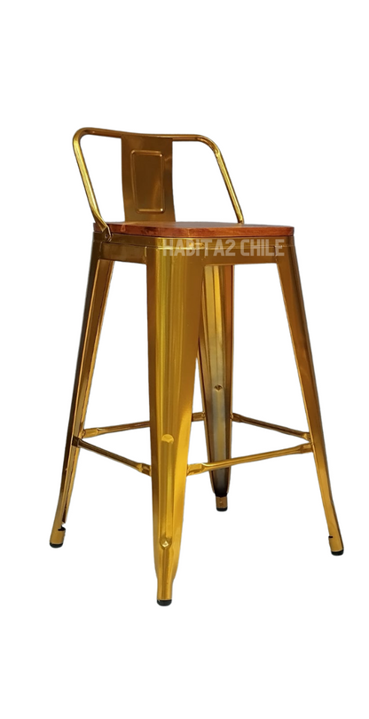 Silla o Taburete Tolix Dorado con Madera
